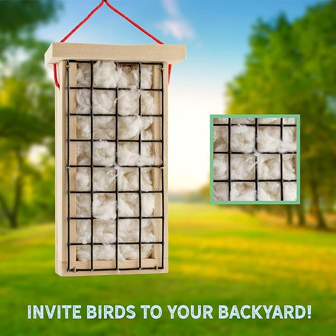 Wooden Bird Nest Material Holder; Rustic Handmade Bird Nest Material Dispenser