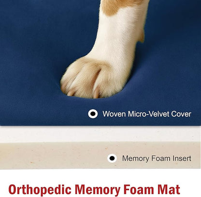 Majestic Pet Orthopedic Memory Foam Dog Crate Mat - Plush Pet Bed Pad for Crates & Kennels | USA Crafted | 30"x21" Villa Navy