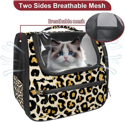 Modern Classic Leopard Print (1) Cat Backpack Carrier, Large Pet Backpack for Medium Small Dog Cat Puppy Kitty Bunny