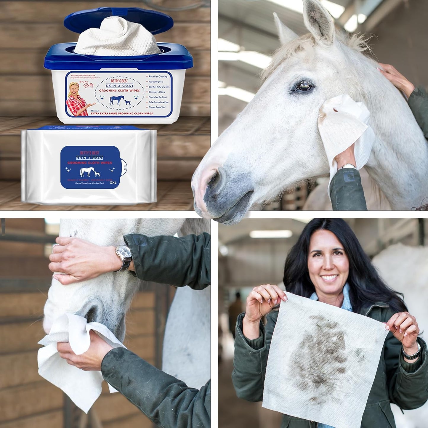 StripHair Bamboo Cloth Wipes Extra Large Reusable for Dog Pet Horse Coat Grooming and All Purpose - 2 Pack Combo: 2 Size Cloths: 12x12in and 8x8in