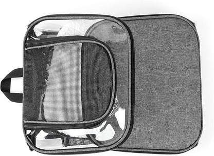 Cat Carriers Dog Carrier Pet for Small Medium Cats Dogs Puppies up to 25 Lbs, TSA Airline Approved Soft Sided, Collapsible Travel Puppy - Black Grey (L: 15.8" LX12.6 WX19.7 H, Pink)