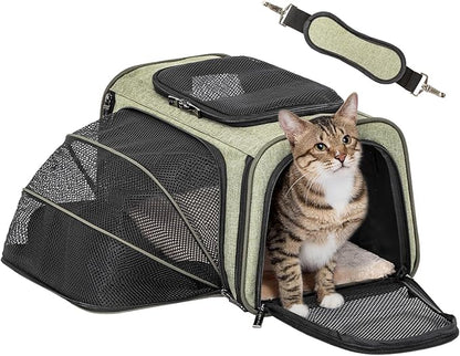 Petsfit Expandable Rabbit Carrier Small Cat Carrier Airline Approved, 16X10X9 Inches Soft-Sided Portable Small Animal Travel Bag for Kitten/Puppy/Bunny/Guinea Pig