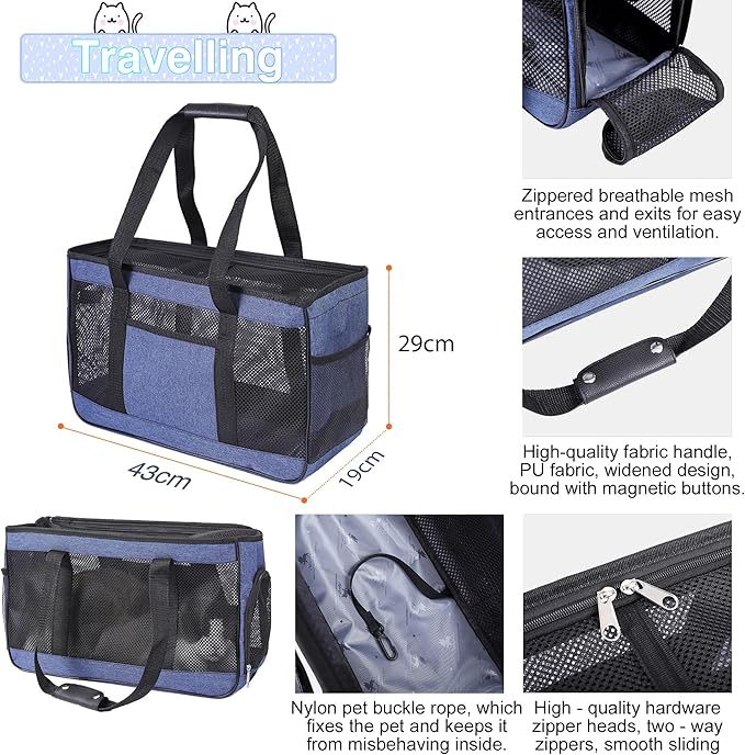 39PCS Kitten Starter Kit, Ideal for Cats Under 6 Months, Cat Supplies, Featuring 23-Piece Toy Set, Bed, Carrier, Single-use Litter Box, Bowls & More, Perfect for New Cat Owners - Blue