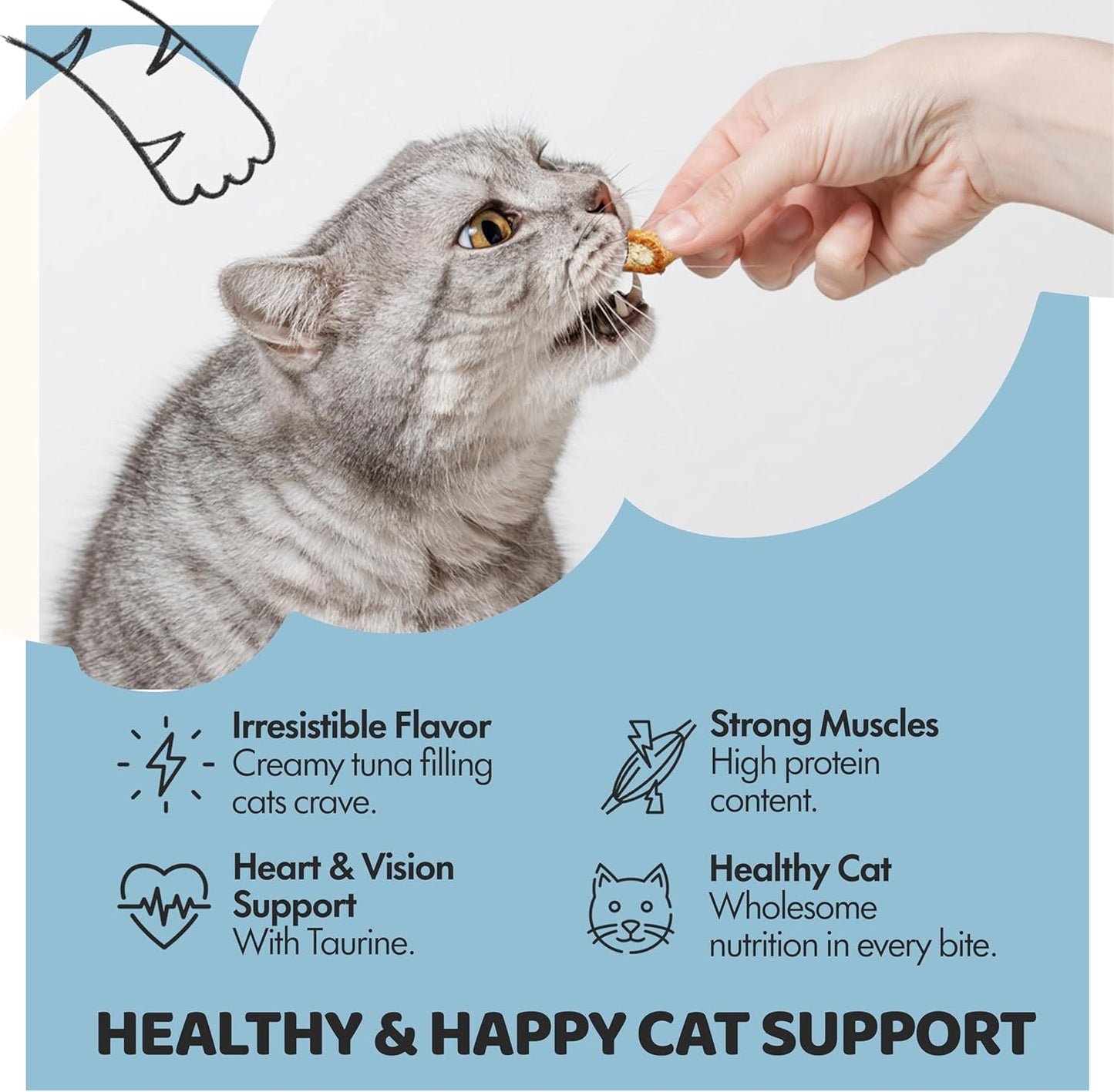 Crunchy Cat Treats – Dual‐Texture Crunch & Creamy Soft Feline Snack Bites for All Life Stages, Great for Training Treat Value Bags (2 Pound, Tuna)