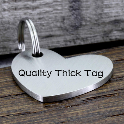 Ultra Joys Cat ID Tag Personalized Pet Tags, Durable Stainless Steel Small Pet Mini Dog Cat Tag Lightweight -Heart Tag in Silver