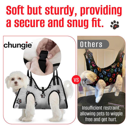 Dog Grooming Hammock for Large Dogs – Dog Restraint for Nail Trimming with Pet Nail Clipper – Dog Sling for Grooming, Dog Hammock for Nail Cutting & Grooming Harness (Legs Spacing:13-16”)/Max W:60lb)