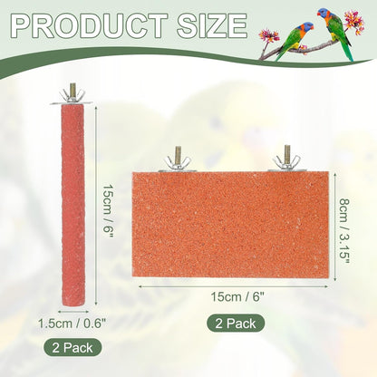 Bird Perch Stand, Wooden Parrot Perch Stand Toy, Paw Grinding Stick, Bird Cage Accessories, 6 x 3.15in (Orange, 2 Pcs) Birds Toys Intended for Cage/Parakeets/Conure/Budgie