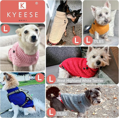 KYEESE Dog Sweater Soft Pullover Dog Sweaters for Small Dogs Male Comfy Pet Coat for Fall Winter Cold Weather Stretchy Knitwear Cat Clothes with Gingham Patchwork Warm Turtleneck Small Dogs Sweater