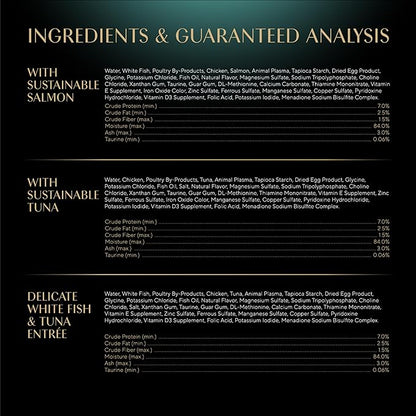 Sheba Perfect Portions Wet Cat Food Cuts in Gravy Variety Pack, with Sustainable Salmon, with Sustainable Tuna, and Delicate Whitefish & Tuna Entree, 2.6 oz. Twin-Pack Trays (24 Count, 48 Servings)