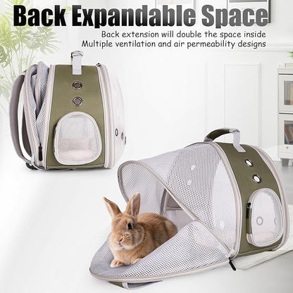 Back Expandable Backpack for Small Animals, Portable Travel Bag Breathable Pet Carrier Cages for Bunny, Guinea Pig, Bearded Dragon, Lizard, Rabbit, Squirrel, Tortoise, Kitten, Sugar Glider