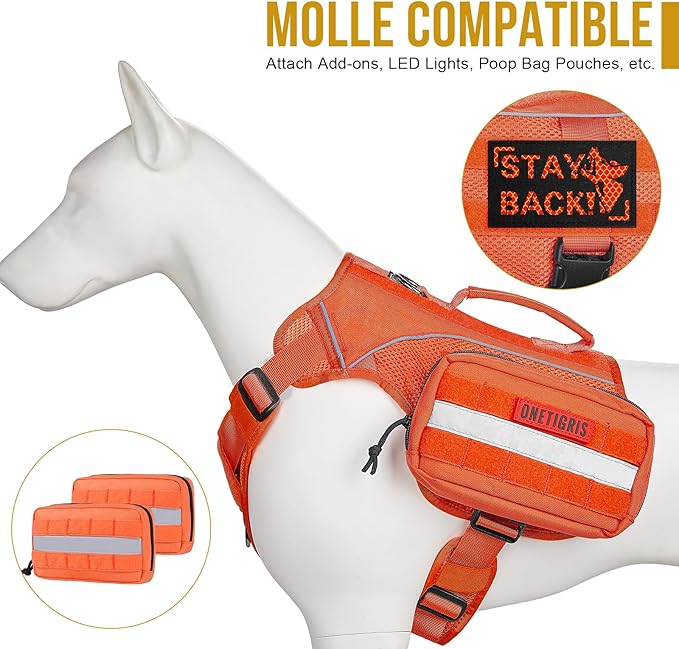 OneTigris No Pull Tactical Dog Harness for Small Medium Dogs, Double Layer Mesh Durable Service Dog Vest Harness COMET'S Tail Training Breathable with Handle