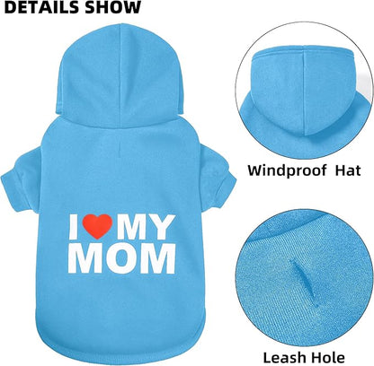 GreenJoy Dog Sweater Dog Hoodie Cold Weather Dog Coat Hooded Sweatshirt for Puppies,Cats, Small Medium Large Dogs (Blue(I Love My Mom), X-Large)