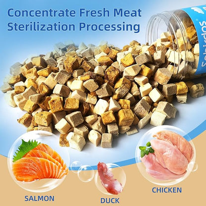 Turtle Treats,3 in 1 Meat Turtle Food,Made with Fresh Meat,Chicken&Duck&Fish Freeze-Dried,Enriched Protein & Vitamins(90g/3.17oz) (S, Chicken)