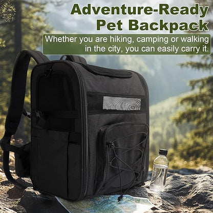 Dog Carrier Backpack for Small Dogs – Breathable and Comfortable Pet Travel Bag with, Safety Buckle and Adjustable Straps, Ideal for Hiking and Outdoor Adventures, Standard Pad, Black