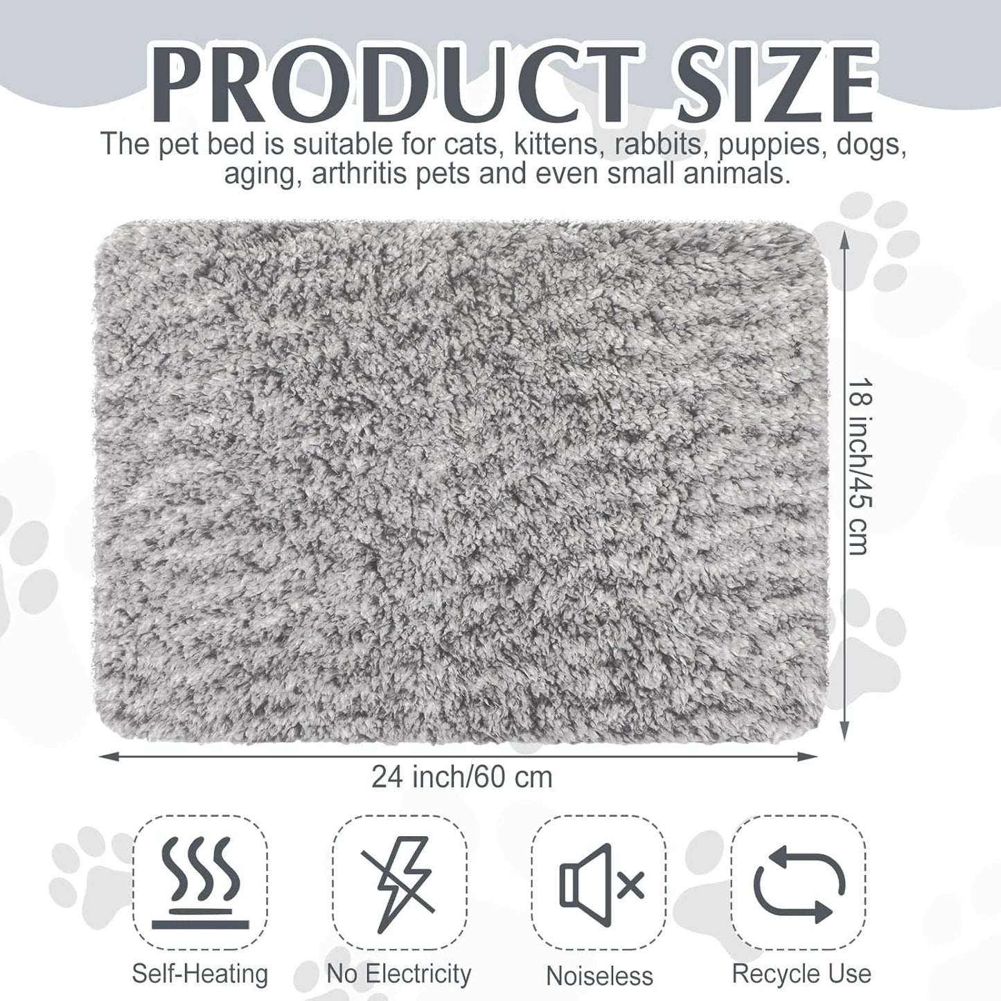 4 Pack Self Warming Cat Pads Self Heating Cat Mat Washable Homeless Dogs Thermal Pads Kennel Pad Reflects Body Heat Warm Crate Bed Mat for Indoor Outdoor Pet(Gray,18 x 24 Inch)