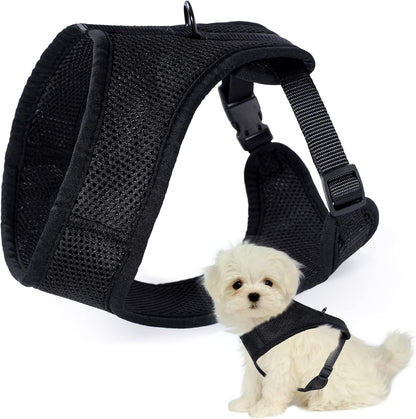 Mile High Life Step in Dog Harness for Small Dogs No Pull, Easy Get on Air Mesh Vest Harness, Adjustable Easy Closures Both Neck and Chest (Black, L Chest 21.6"-43.2")