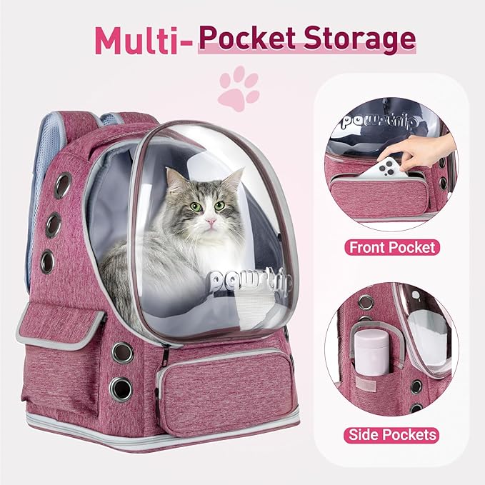 Cat Backpack Carrier with Bubble Window, Breathable & Foldable Pet Travel Carrier for Small Dogs and Cats, Airline-Approved for Hiking & Outdoor Use