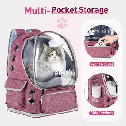 Cat Backpack Carrier with Bubble Window, Breathable & Foldable Pet Travel Carrier for Small Dogs and Cats, Airline-Approved for Hiking & Outdoor Use