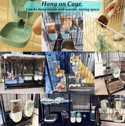 Kenond Hanging Automatic Food Water Dispenser, 35oz Rabbit Feeder Guinea Pig Water Bottle Feeder for Ferret Guinea Pig Rabbit Bunny Cage Accessories(Gray)