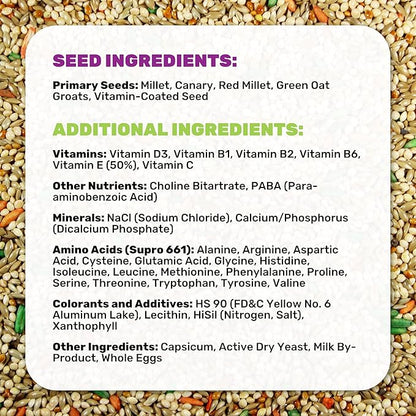 LEACH GRAIN & MILLING CO. Parakeet Food Plus, 5lbs Premium Parakeet Bird Food, Nutrient-Rich Blend, No Waste Bird Seed for Outside Feeders, Birdseed with Vitamins & Minerals, Supports Energy & Growth