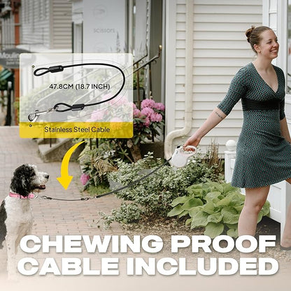 Fida Retractable Dog Leash X-Small Breed, 10 ft Durable Pet Walking Leash for Extra Small Dogs/Cats/Small Animals up to 18 lbs, 360° Tangle Free, White