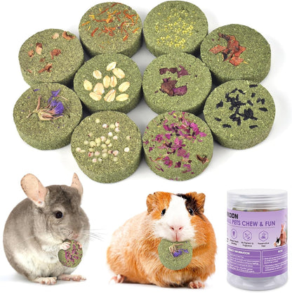 ERKOON Treats Rabbit Toys, 100% Edible Premium Timothy Hay Chew A Blocks for Rabbits, Chinchilla Treats, Chew Toys for Teeth Guinea Pigs and Mice