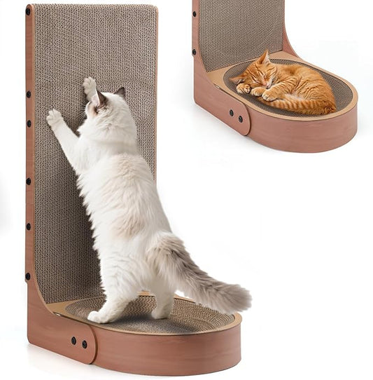 Cat Scratcher, 2 in 1 Multifunctional L Shape Cat Scratch Pad Wall Mounted with Oval Cat Bed Bowl for Indoor Cats (1 PCS Cat Scratcher)