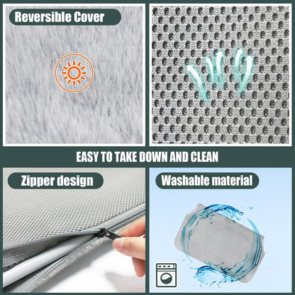 Sunhoo Cat Window Hammock Perch Cordless Perches Window Sill Seat Bed Foldable Stable Lounger Upgraded Suction Cup Easy Assembly Indoor Cats Kitty Shelf Hold Up to 55lbs (Light Gray, L)