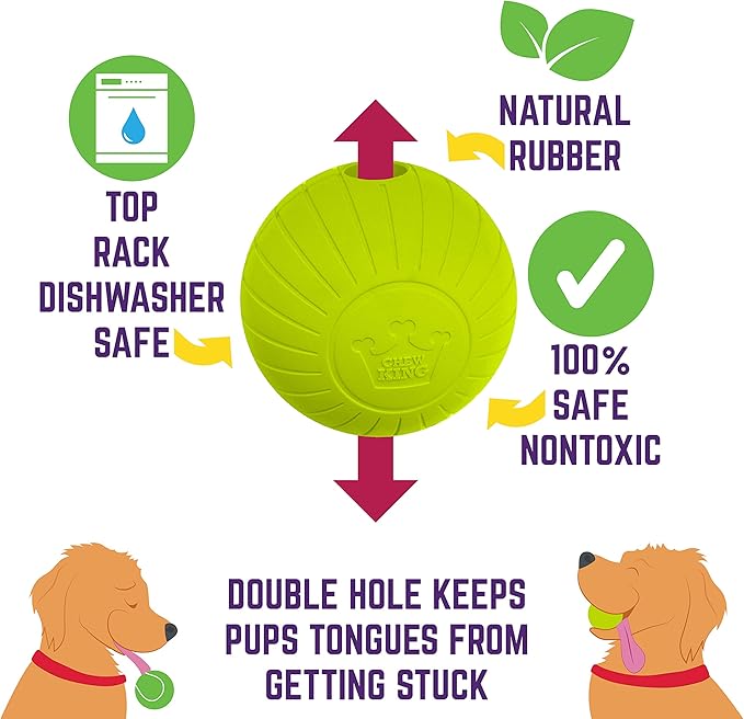 Chew King,Dog 3 Inch Supreme Rubber Balls (4-Pack)for Large Breeds