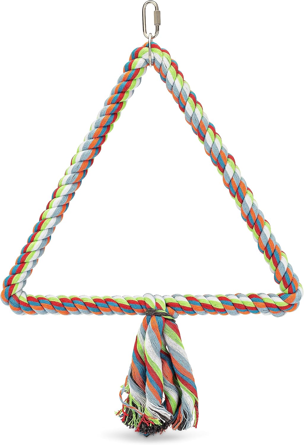 Spoiled Pet® Large Triangle Bird Rope Swing Perch - All Natural Materials - Safe to Climb and Chew - Bird Cage Toy Accessory - Great for African Grey Parrots, Cockatiels, Parakeets, Cockatoos