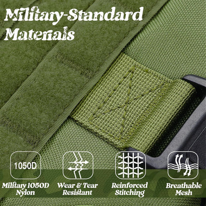 rabbitgoo Tactical Dog Harness Medium Sized, Heavy Duty Pet Harness with Handle, No-Pull Service Vest Medium Breed, Adjustable Military Dog Vest for Training Hunting Walking, Green, M