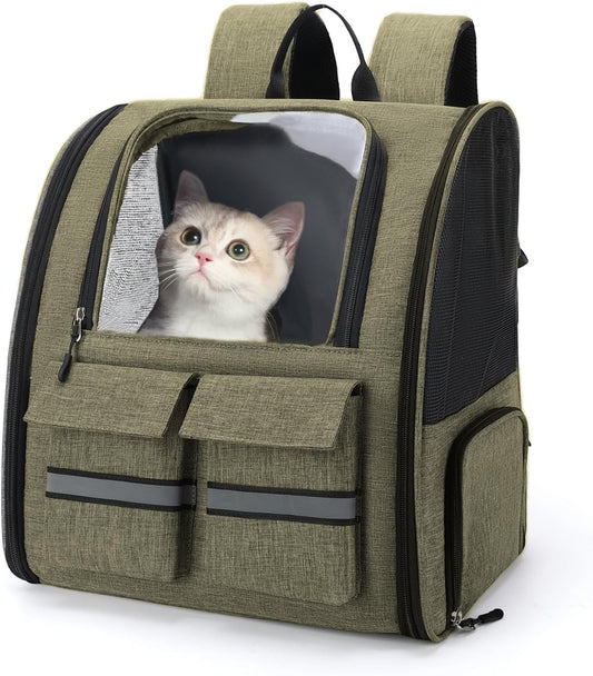 Cat Backpack Carrier Small Dogs Backpack Carrier,Large Space Breathable Cat Bubble Backpack,Shaded Puppy Backpack Carrier,Ventilated for Travel, Hiking,Cycling,Shopping,and Vet