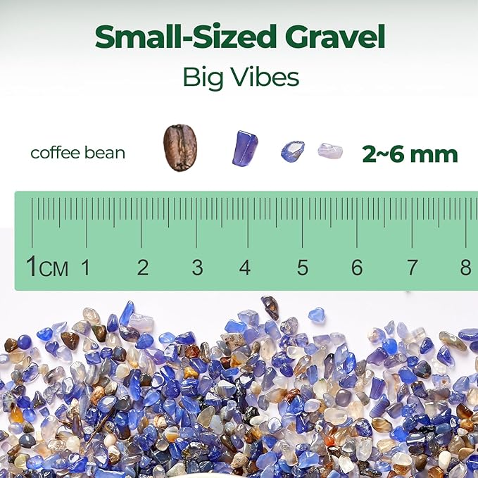 T4U Crystal Chips Tumbled Polished Natural Agate Gravel Stones 1LB - Decorative Pebbles Bulk, Mini Polished Rocks Pieces for Crafts, Vases Filler, Succulent Plants, Aquarium Gravel Rocks