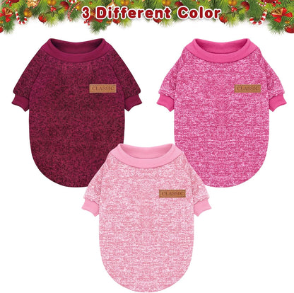 Idepet Pet Dog Classic Knitwear Sweater 3 Pcs, Fleece Coat for Small,Medium Dogs,Warm Pet Dog Cat Clothes,Soft Puppy Customes for Dog Grils Boys,Large