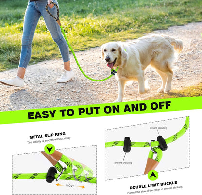 lynxking Slip Lead Dog Leash Reflective, Heavy Duty Comfortable Strong Rope for Large Medium Small Dogs No Pull Pet Training (Light Green, 2PCS Large 1/2in x 6ft)