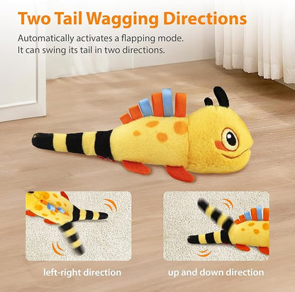 PETGEEK Gigwi Flapping Cat Toys for Indoor Cats, Rechargeable Lifelike Interactive Lizard Cat Toy Tweet, 2 Modes Wagging Tail Catnip Toy, Automatic Cat Toys for Kitten Cats Self Play, Touch Activated