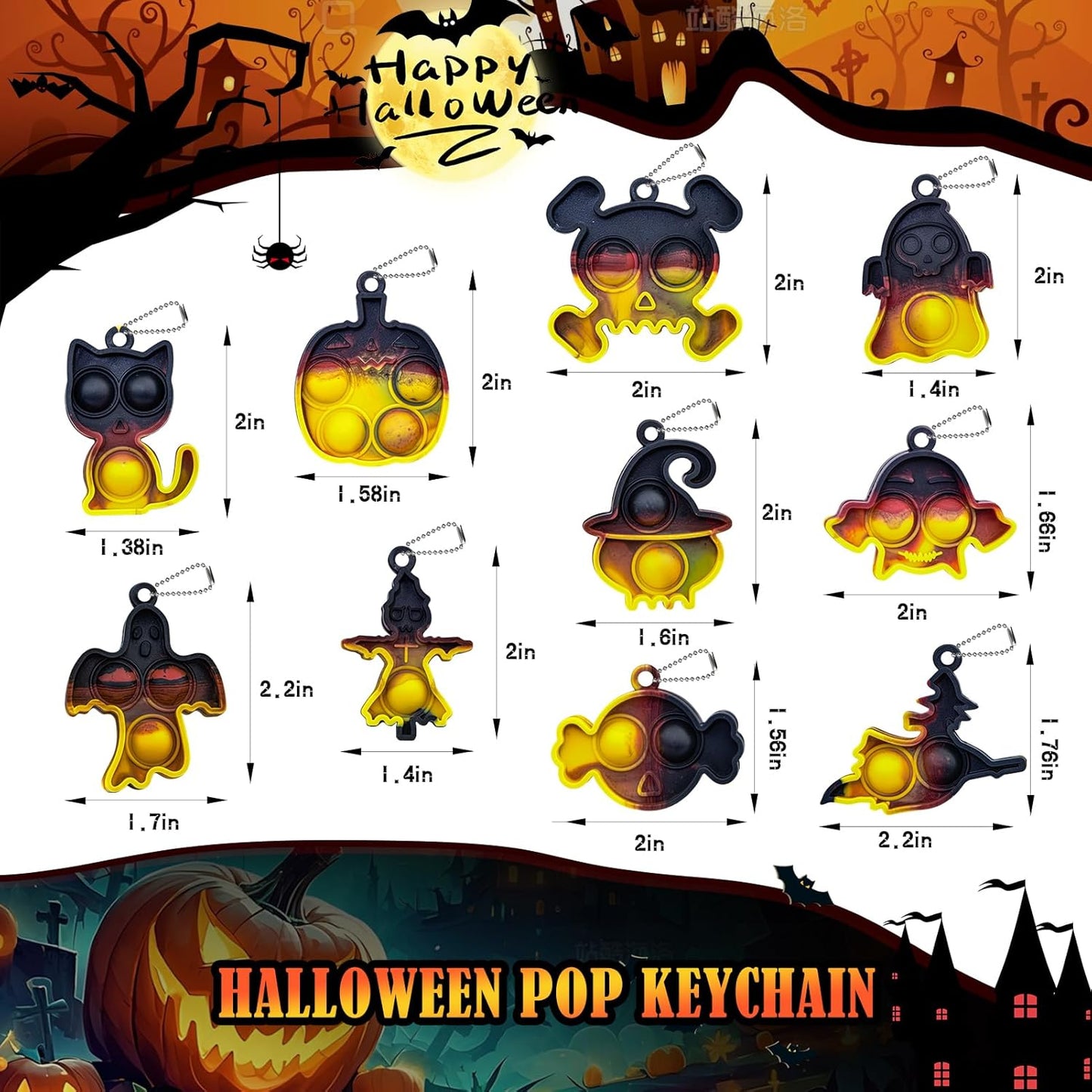 Halloween Pop Fidget Toys Bulk Its Halloween Party Favors for Kids 30PCS Mini Pop Keychain It Halloween Trick or Treat Party Supplies Halloween Goodie Bag Fillers Fidgets for Classroom Prizes for Kids