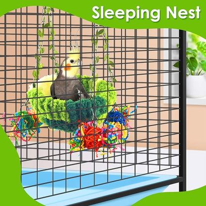 KATUMO Bird Nest, Conure Breeding Bed Parrotlet Snuggle Nest Lovebird Bed Bird Swing Bed for Small Birds, Size Small