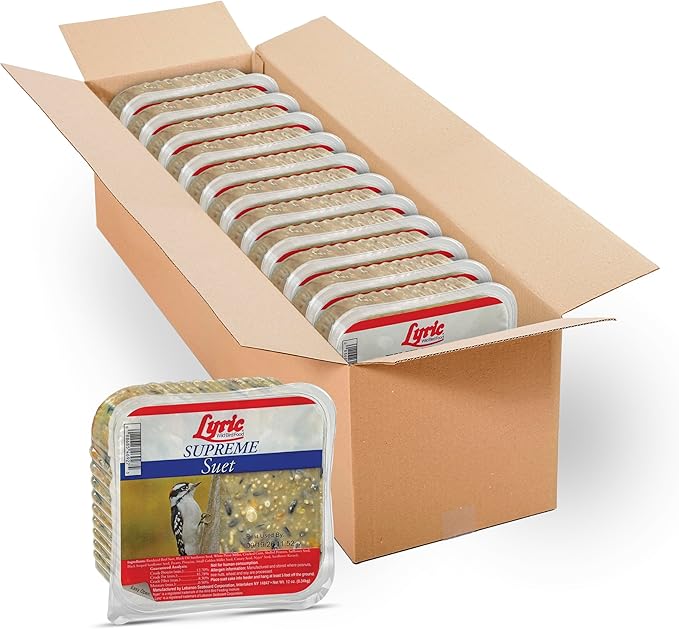 Lyric Supreme Wild Bird Seed Suet Cakes for Wild Birds, 12 oz. (12 Pack)
