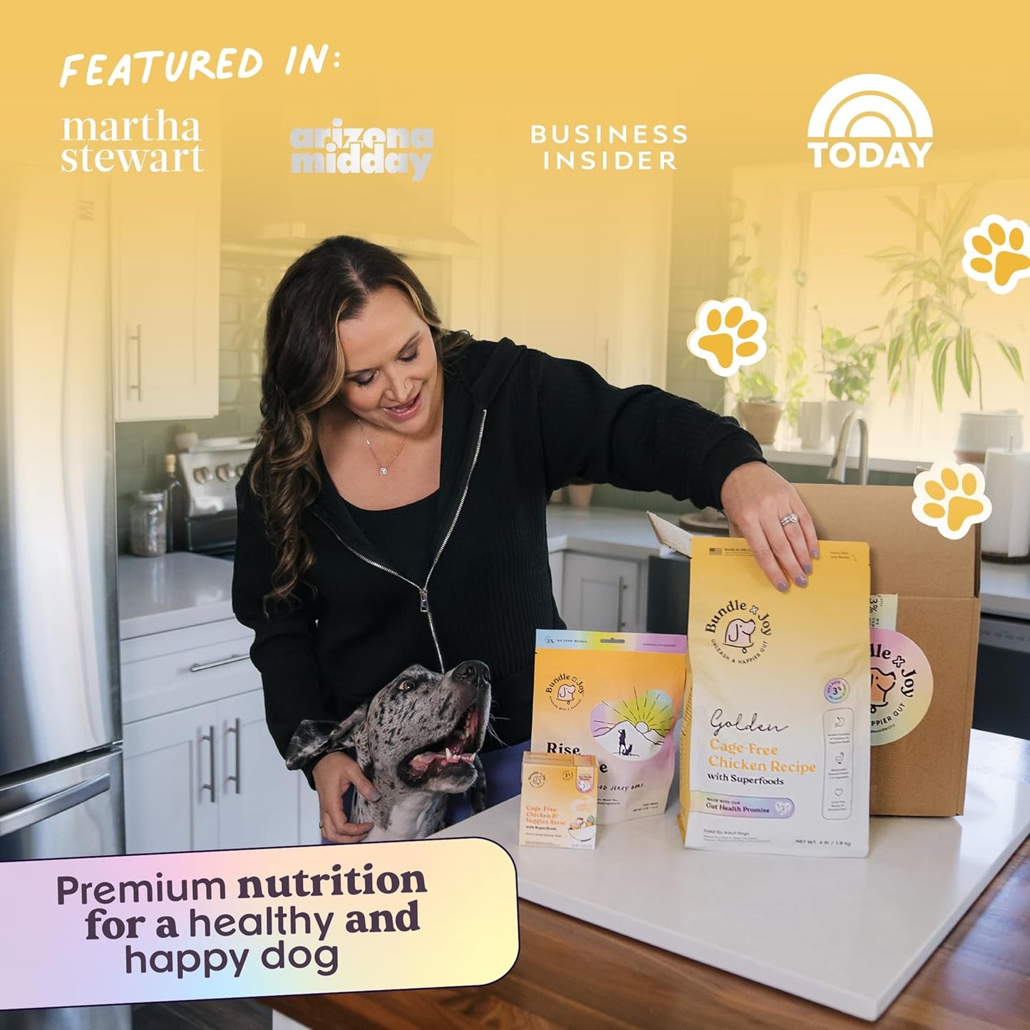 Bundle x Joy Golden Probiotic Dog Food Dry, Chicken, 4lb Bag, Allergy and Gut-Friendly Adult Kibble for Digestive Health with Cage-Free Chicken, 20 Plant Based Superfoods, Beef and Grain Free