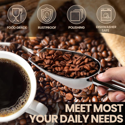 12oz Stainless Steel Ice Scoop for Freezer with Magnetic Hook– Dishwasher Safe Ice Scooper for Ice Machine with Long Handle – Metal Scoop for Ice Bucket, Dog Food, Flour, Canisters