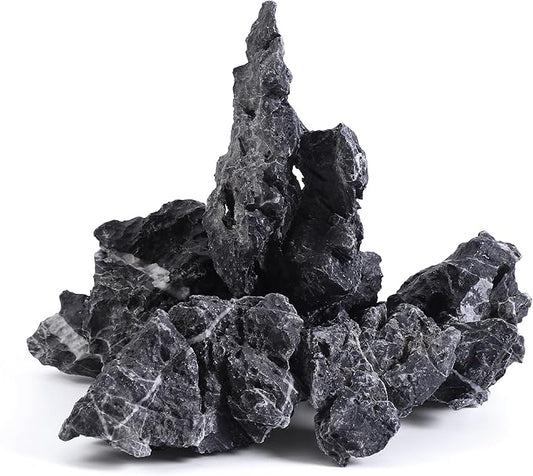 2-8 Inches Natural Seiryu Stone 5 PCS Aquarium Rocks for Aquascaping, Aquarium Landscaping, Terrariums, Fish Tank Decoration, Vivariums, Paludarium, Reptile and Amphibian Enclosures