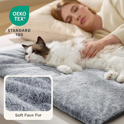 Bedsure Self Warming Cat Bed, Extra Warm Self Heating Pad for Cats & Dogs, Anti-Slip Medium Thermal Pet Mat Indoor with Removable Washable Cover, 29" x 19", Grey