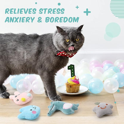 Gejoy 20 Pieces Catnip Toys for Indoor Cat Plush Kitten Cat Chew Toys Catnip Kitten Entertaining Interactive Dolls(Lovely)