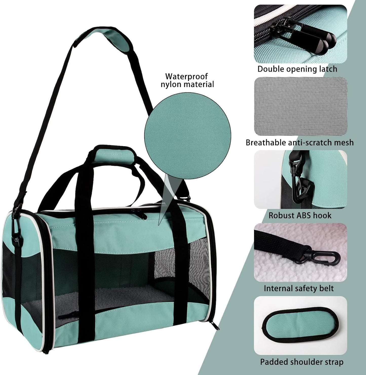 Small Animal Travel, Carrier for Hedgehog Rat Parrot Bird Guinea Pig, Lizards Carrier, Soft Sided Travel Carrier Portable Guinea Pig Up to 10 Lbs (15 * 10 * 10, Green)