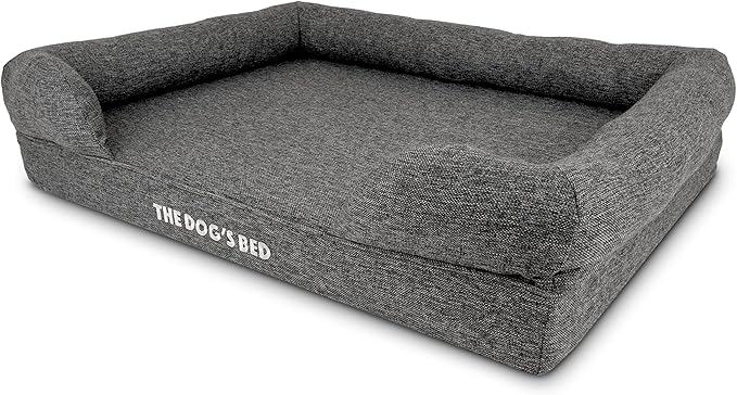 The Dog’s Bed, Large Grey Linen, Memory Foam, Pain Relief: Arthritis, Hip & Elbow Dysplasia, Post Surgery, Lameness, Supportive, Calming, Waterproof Washable Cover