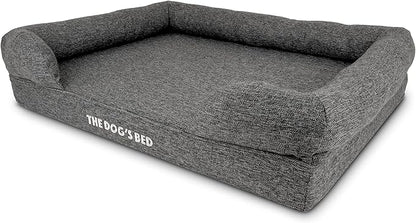 The Dog’s Bed, Large Grey Linen, Memory Foam, Pain Relief: Arthritis, Hip & Elbow Dysplasia, Post Surgery, Lameness, Supportive, Calming, Waterproof Washable Cover