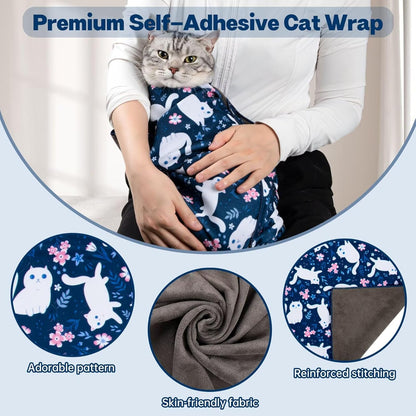 Paw Legend 35.4" Cat Wrap for Grooming Cat Wrap for Cutting Nails Cat Restraint for Nail Clipping Self Adhesive Blanket Restraint Cloth for Cats Within 22lbs