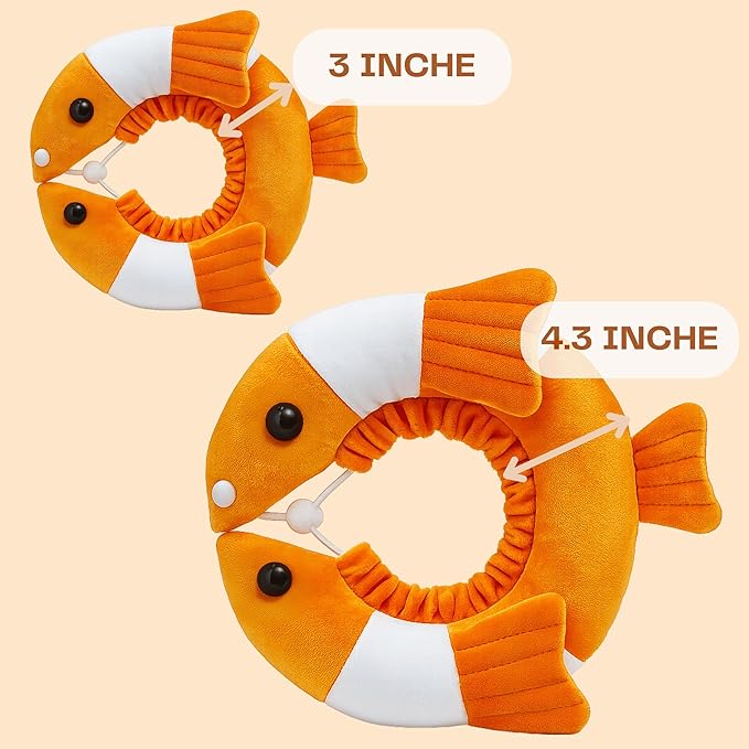 Adjustable Comfy Flower Style Elizabeth Collar for Cats Puppies Soft Recovery Cone Pet Protective Neck Collar (Orange Fish (Open Ring), Medium)