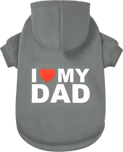 GreenJoy Dog Sweater Dog Hoodie Cold Weather Dog Coat Hooded Sweatshirt for Puppies,Cats, Small Medium Large Dogs (Grey(I Love My Dad), XX-Large)